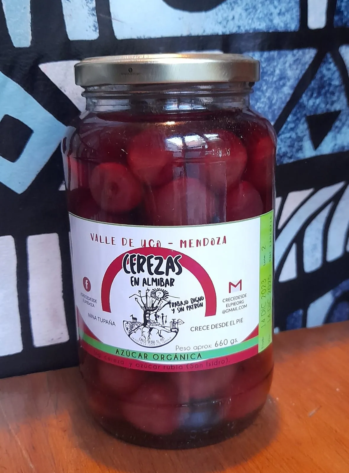 cerezas en almibar con azucar organica 660g